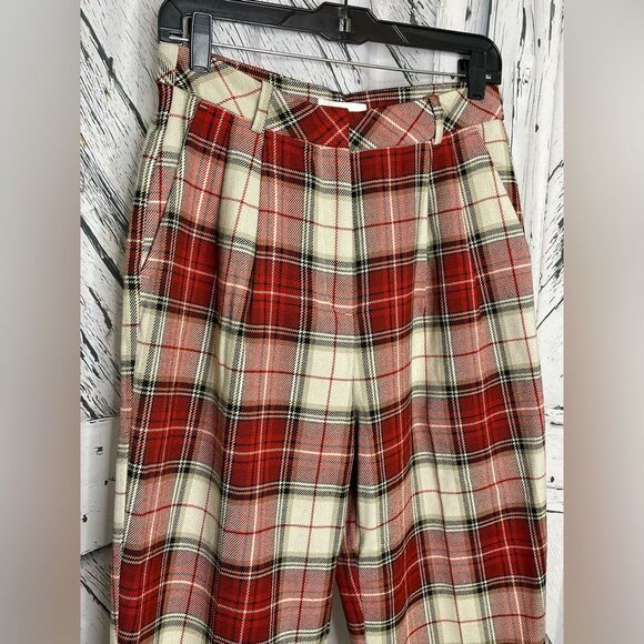 NWT H&M Plaid Pleated Front Pants 6 - Picture 3 of 9